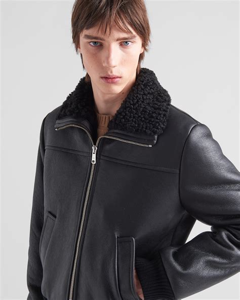 prada black shearling coat|Black Shearling Fur Coat .